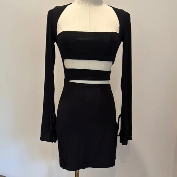 white christmas dresses One Shoulder Cut Out Maxi Dress in Black main image 0